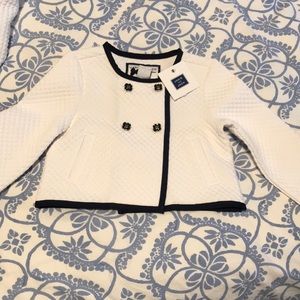 Janie and Jack white and navy quilted jacket